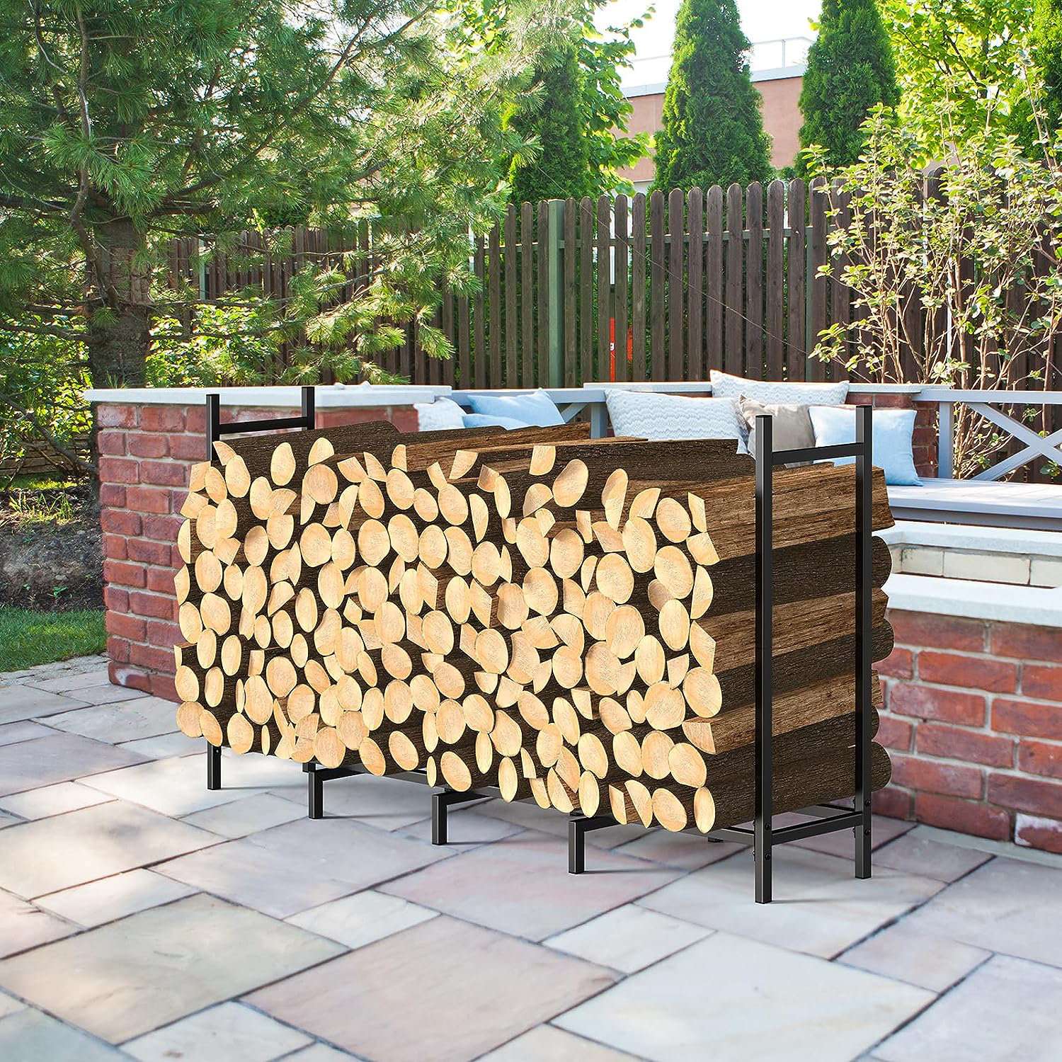 Ebern Designs Cepriot 82'' W Metal Log Rack | Wayfair