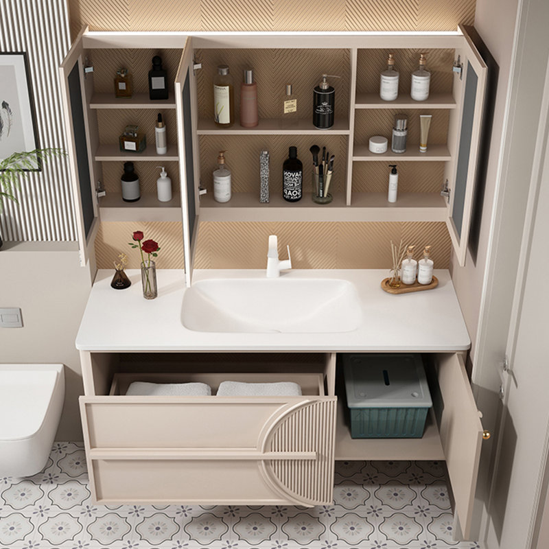 Armoire de salle de bain légère de luxe de style crème