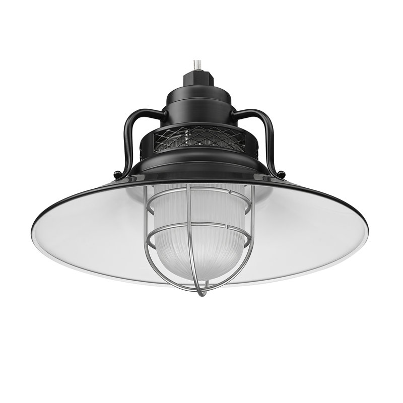 Luminaire suspendu conique à 1 lumière Eliseo, H 9,5 po x l 14 po x P 14 po, Noir satiné