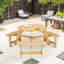 Table de pique-nique extérieure pour 6 personnes avec 3 bancs intégrés et trou pour parasol - Idéale pour jardin, cour ou terrasse - Résistante aux intempéries - Bois naturel robuste - Trou pour plus de détente
