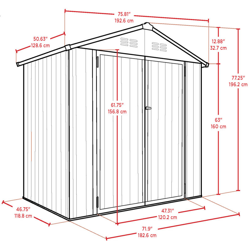 Gray 6' x 4' Galvanized Steel Outdoor Storage Shed