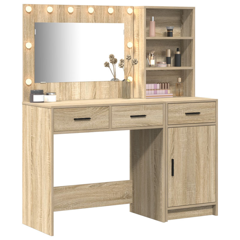 Set Of 2 Engineered Wood Dressing Table, Sonoma Oak