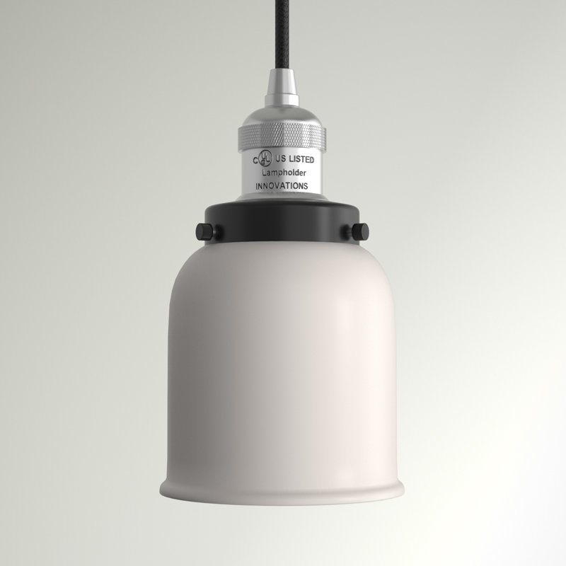 Luminaire suspendu en forme de cloche à 1 lumière Clara, Plaqué couleur fumée, Nickel poli et décorations noir mat