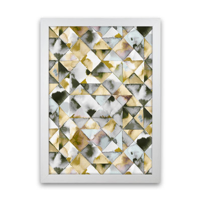 Moody Triangles Gold Silver 1 Piece Wall Art