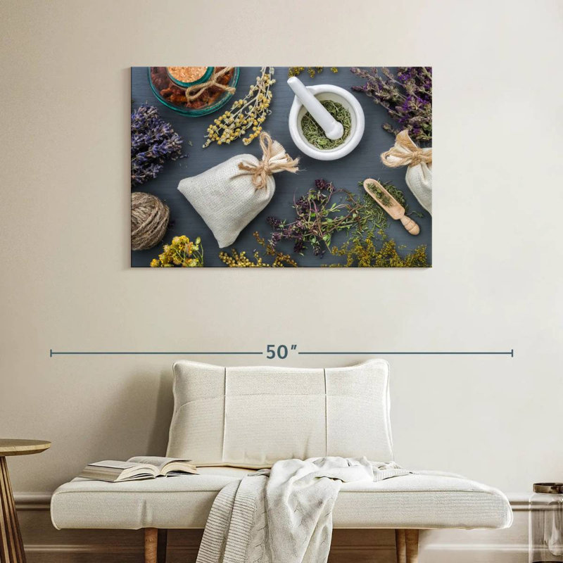 Dried Medicinal Herbs, 26" H x 39" W