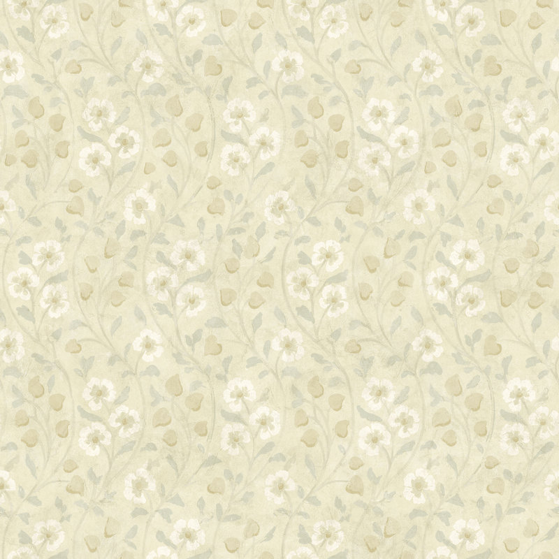 Papier peint floral multicolore , Beige