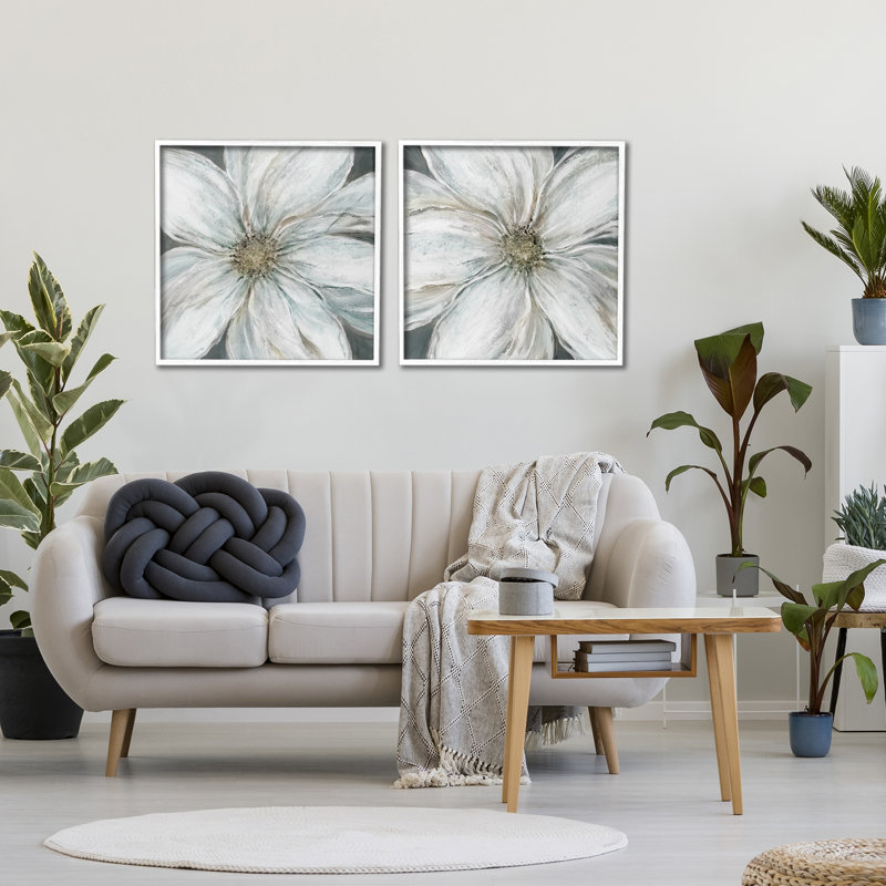 Ensemble de giclées encadrées 2 pièces Soft Soft Blossoms, par Carol Robinson, Encadrement giclée blanc côtier