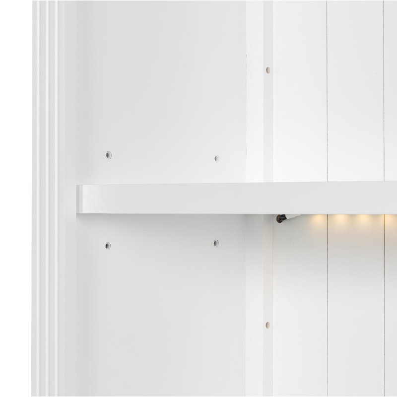 83.4"Tall Bookshelf With 3-Layer LED Lightings, Modern Bookcase With Sliding Doors And Open Shelves,Storage Bookshelf For Living Room,Home Office,White