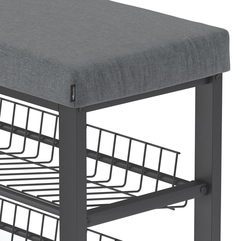 8 Pair Shoe Storage Bench, Grey