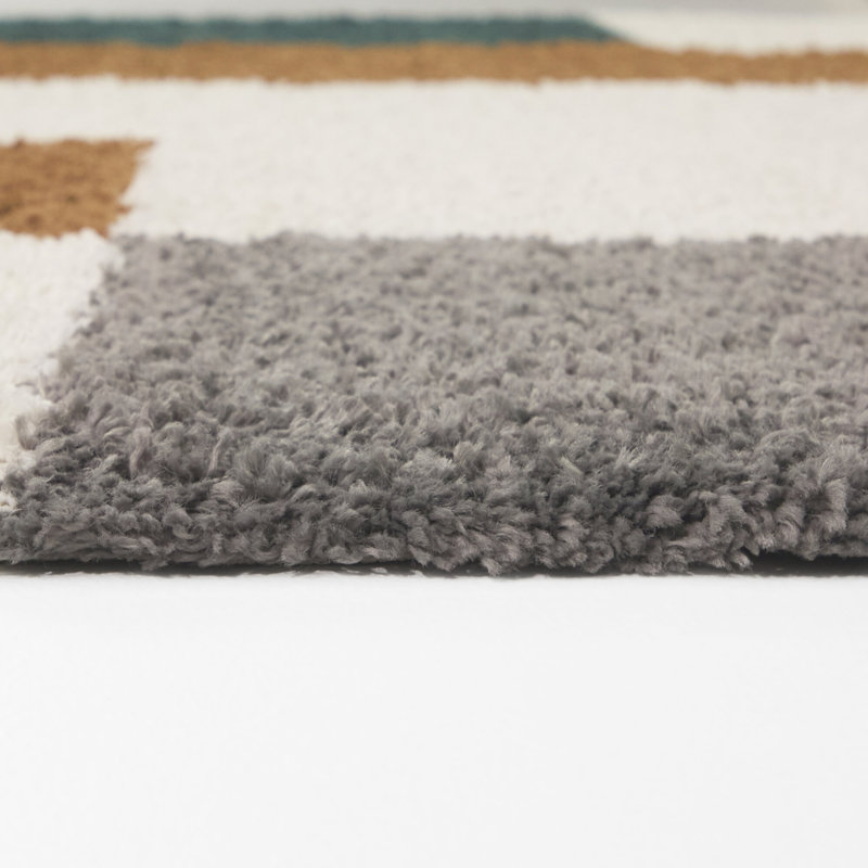Antonio Navy Color Block Shag Area Rug, Rectangle 7'10" x 10'