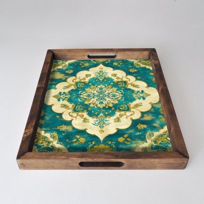 Élégant plateau en bois massif 18,9 x 15,0 x 1,6 pouces | Impression UV sur panneau de fibres à densité moyenne de 0,2 pouce d'épaisseur | Parfait pour servir, organiser et décorer la maison | Conception durable et élégante pour toutes les occasions