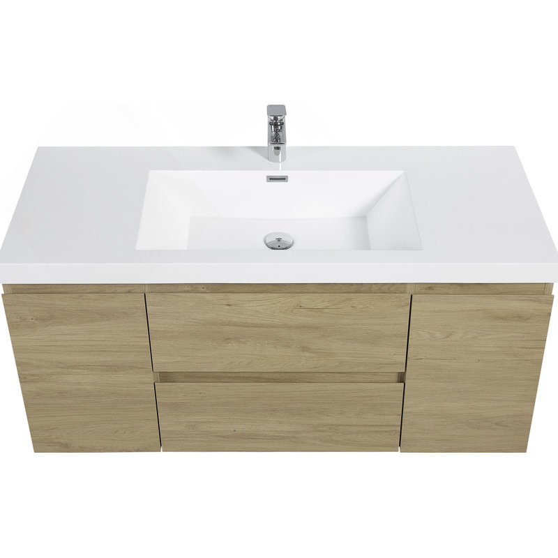 Meuble-lavabo flottant avec lavabo, meuble de rangement mural pour ranger les articles essentiels, conception moderne avec tiroirs à fermeture en douceur