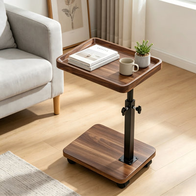 C-Type Adjustable Edge Table With Rollers, 360 ° Rotating Tray, Universal Mobile Edge Table For Living Room And Bedroom