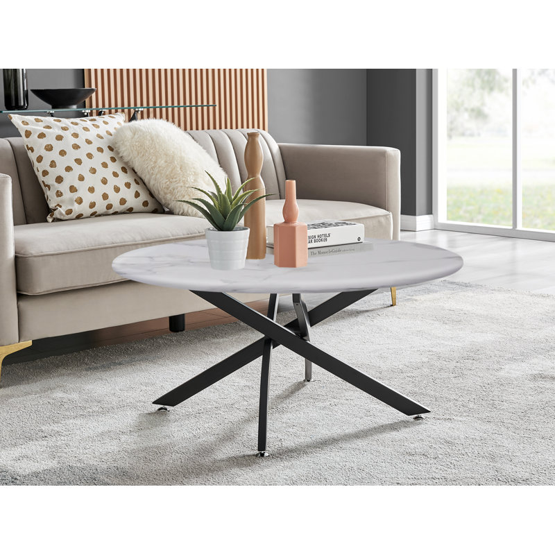 Celeski Pedestal Coffee Table, White, Black