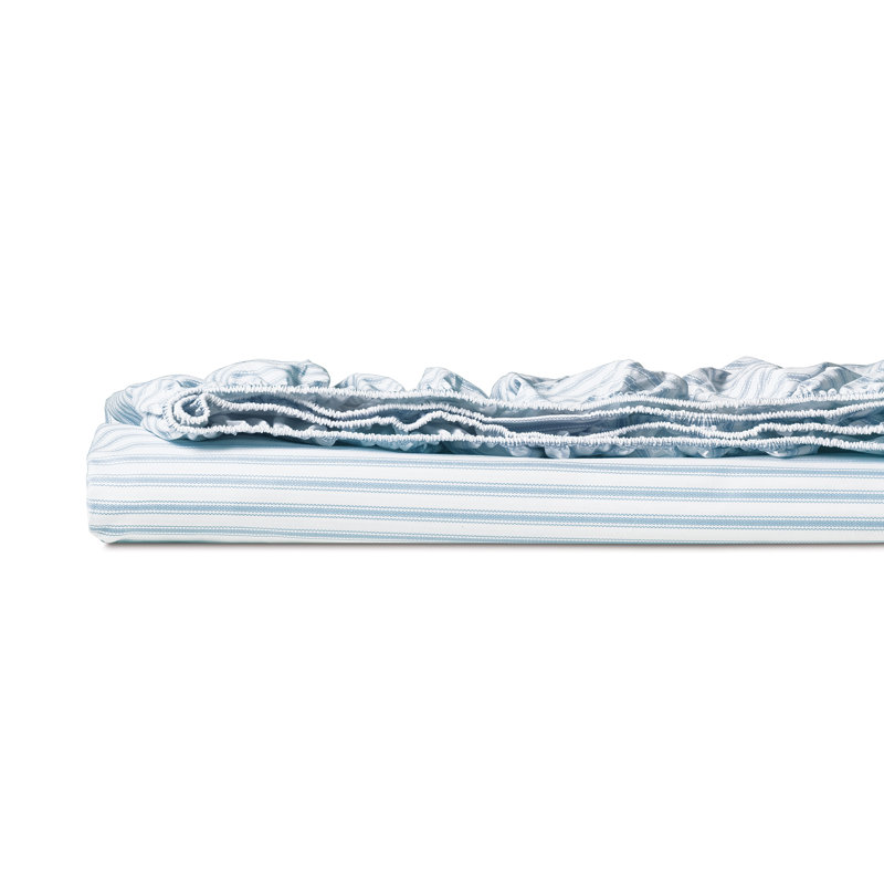 Blass Ticking Fitted Sheet, Sky, Cal.King Fitted Sheet