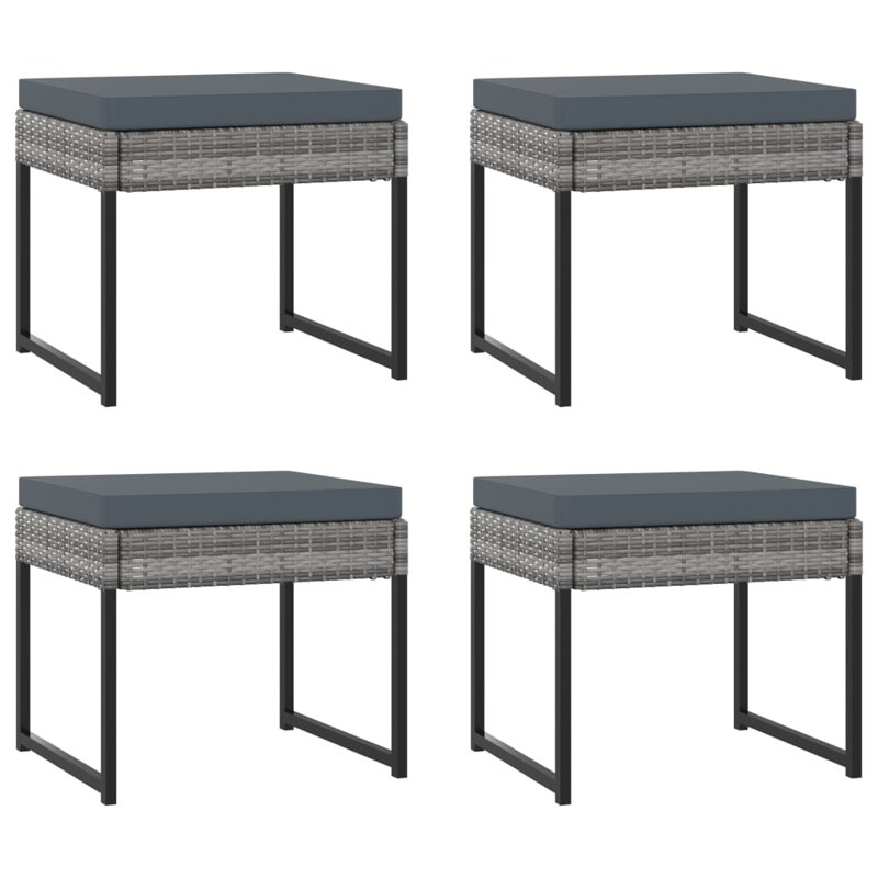 Gray Poly Rattan 8-Person Dining Set with Anthracite Cushions