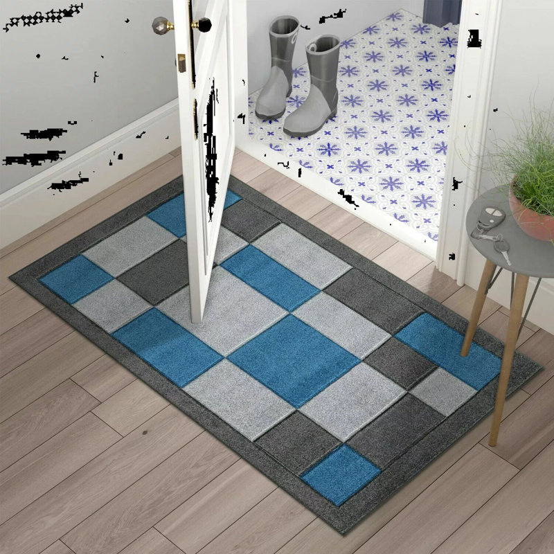 Caythan Non-Slip Indoor Doormat, Grey/Blue