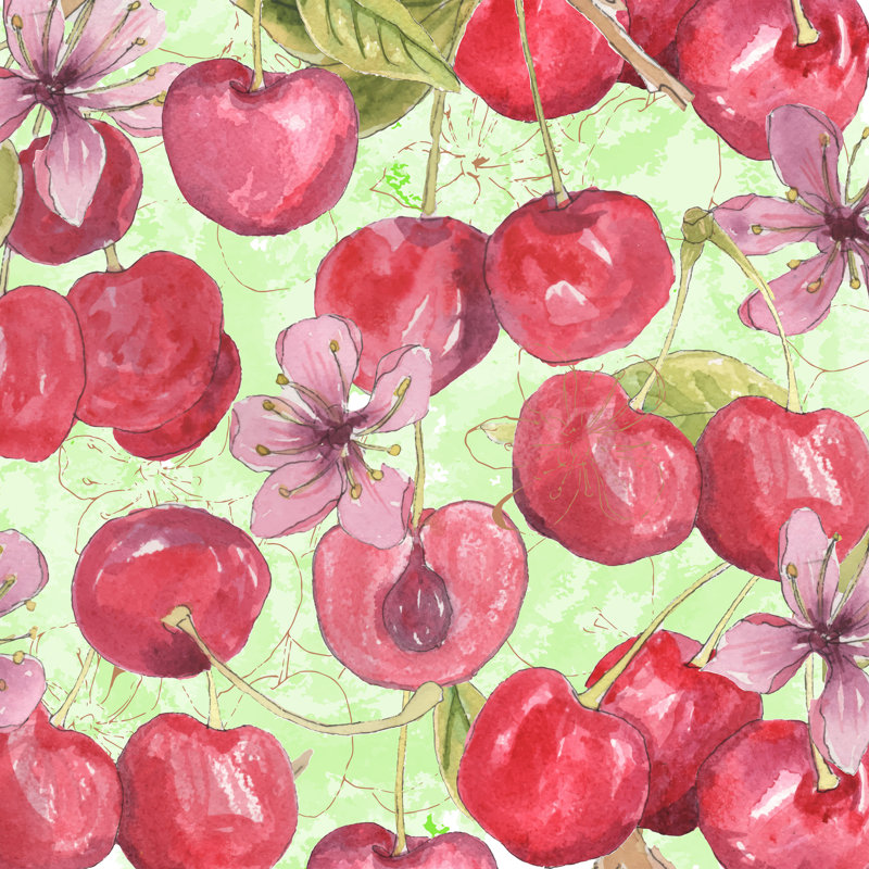 " Cherry Medley II " by Leslie Mark, 30" H x 30" W x 1.25" D