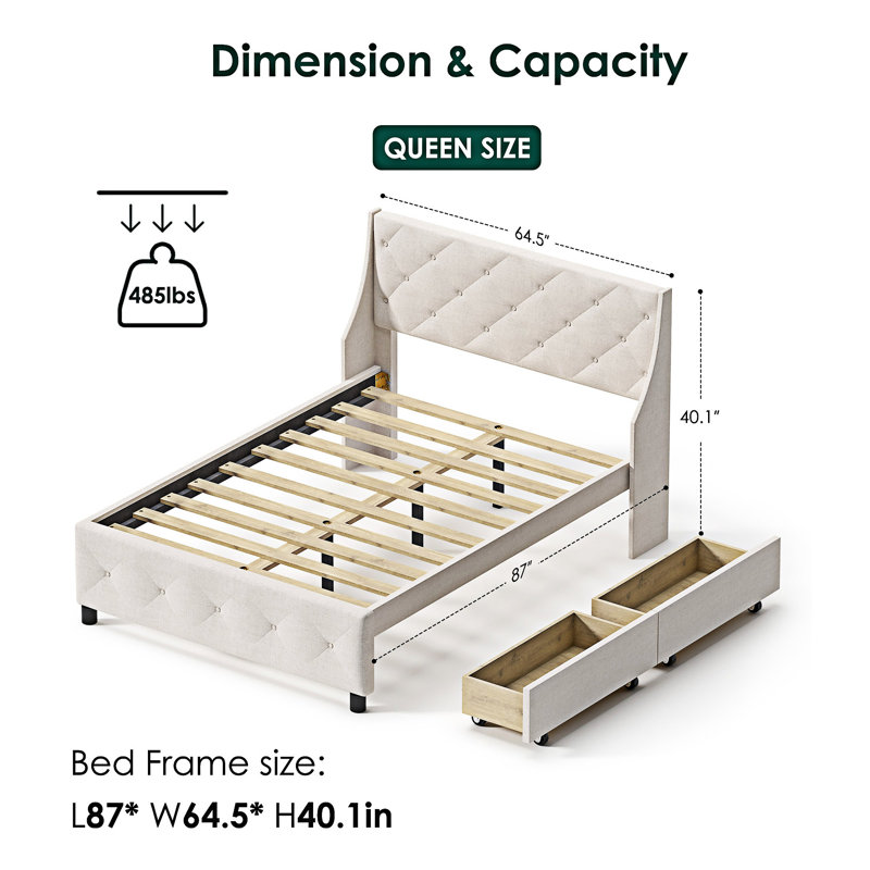 Upholstered Platm Bed With Storage
