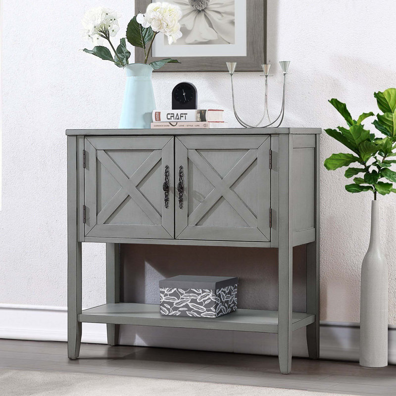Armoire de vestibule 2 portes Pelovitz, Gris antique