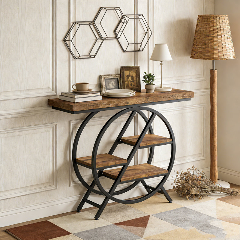 4-Tier Entryway Table with Geometric Metal Frame