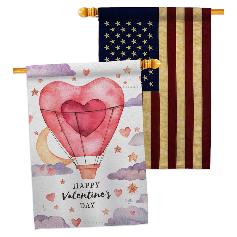 Drapeau de maison ballon en polyester 40 x 28 po pour la Saint-Valentin