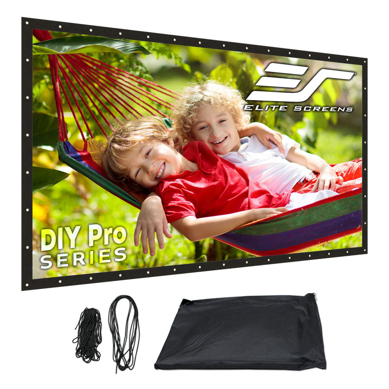 DIY Pro, 220" Diagonal, Indoor/Outdoor Front/Rear Projection Screen w/Grommets, Ropes, Carry Pouch, Black Borders