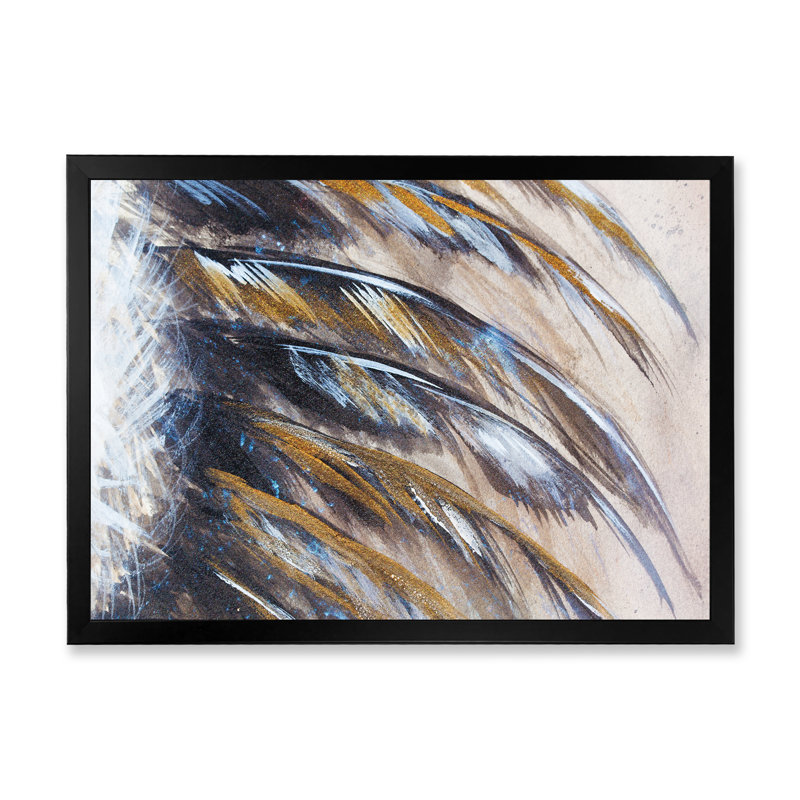 Vibrant Abstract Black Feathers - on, Black Closed Corner Framed, 8" H x 12" W x 1" D