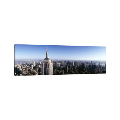 Aerial View Of A Cityscape, Empire State Building, Manhattan, New York City, New York State, USA - Wrapped Canvas Panoramic Print