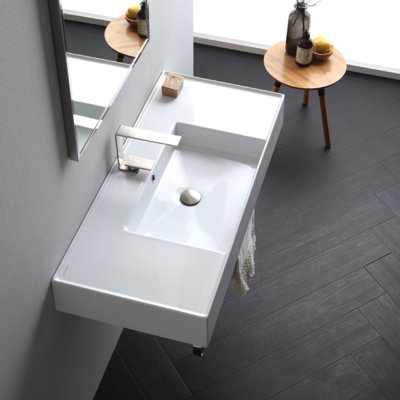 Scarabeo By Nameeks 18.2'' White Ceramic Rectangular Bathroom Sink with Overflow