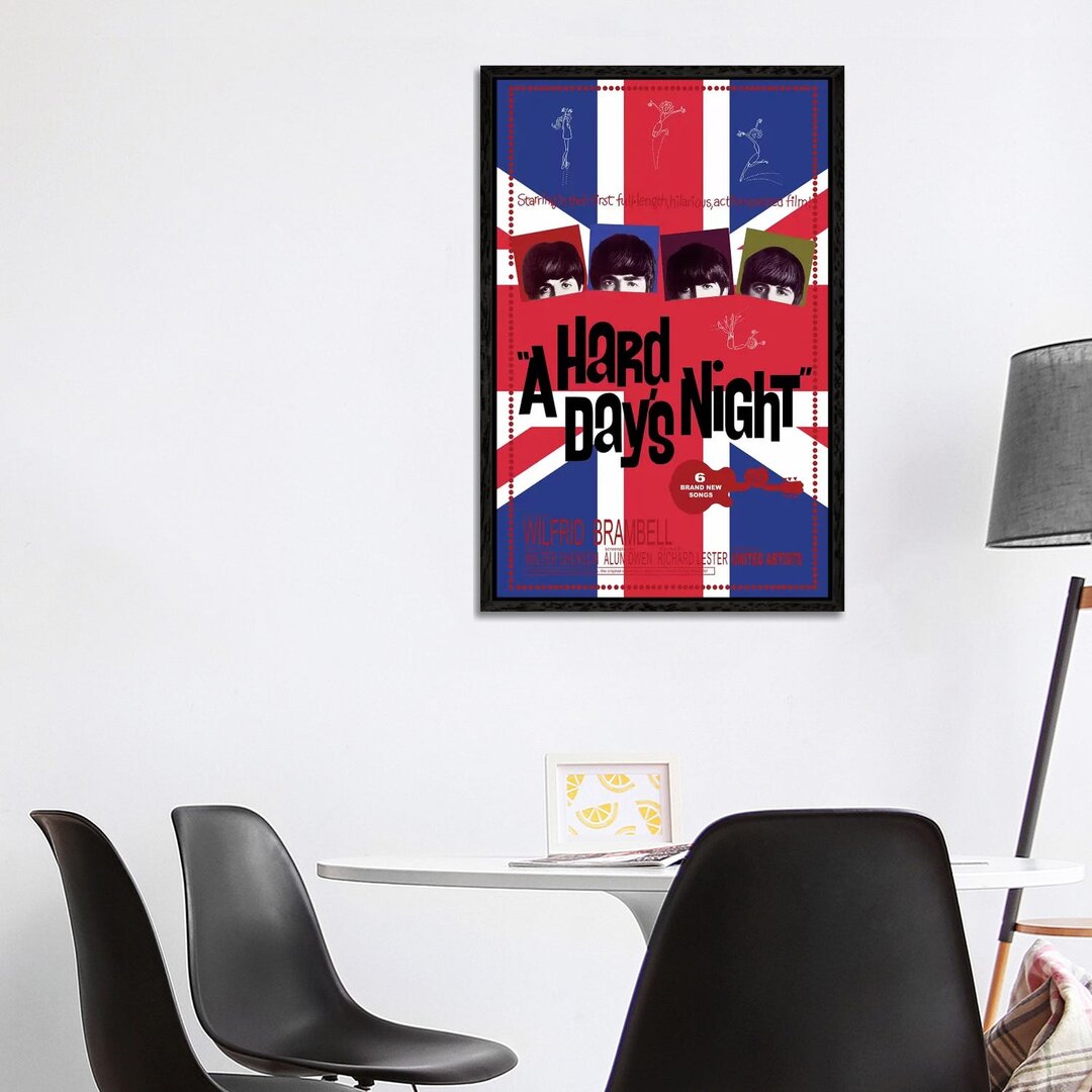 Leinwandbild A Hard Day's Night Film Poster (Union Jack Background) von Radio Days