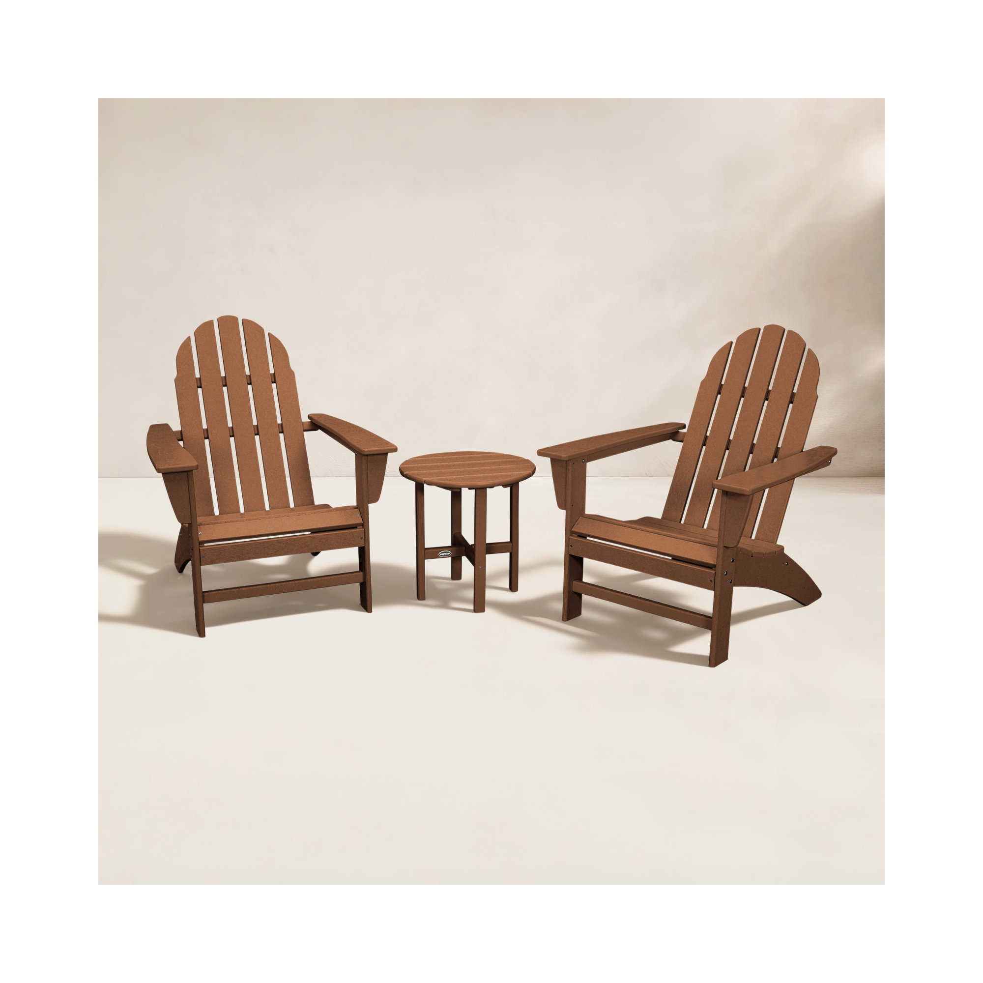 POLYWOOD Classic Folding Adirondack 3-Piece Set, Teak