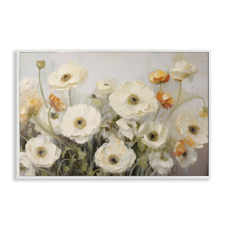 Reproduction d'art giclée blanche par renoncules blanches par Petals Prints Design, H 16 po x l 24 po