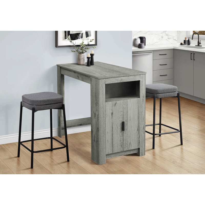 Barstool, Counter Height, Set Of 2, Kitchen, Leather Look, Black 