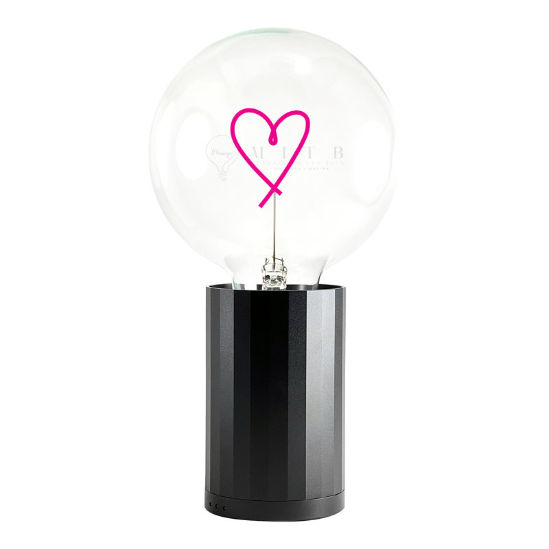 Ampoule HEART rouge avec base Lampe de table PORTABLE, Noir, Métal métal