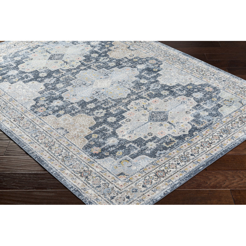 Kistler Washable Oriental Indoor Rug, Round 6'7"