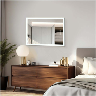 Bright LED Bathroom Mirror Front Light, 5 Mins Defog, Full HD Reflected,Dimmable, Wall Mounted