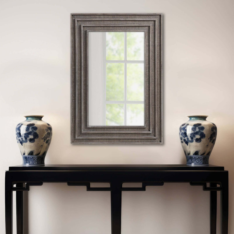 1 miroir rectangulaire en bois gris PCS
