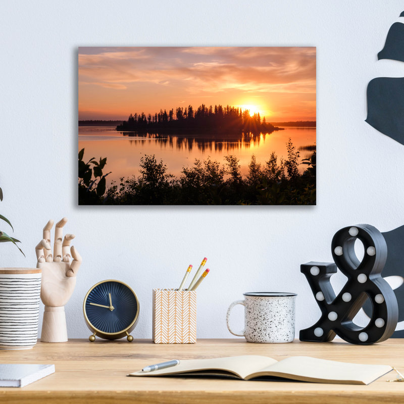 «Elk Island 4» par Joe Reimer, art mural en verre acrylique, H 12 po x l 16 po x P 0,13 po