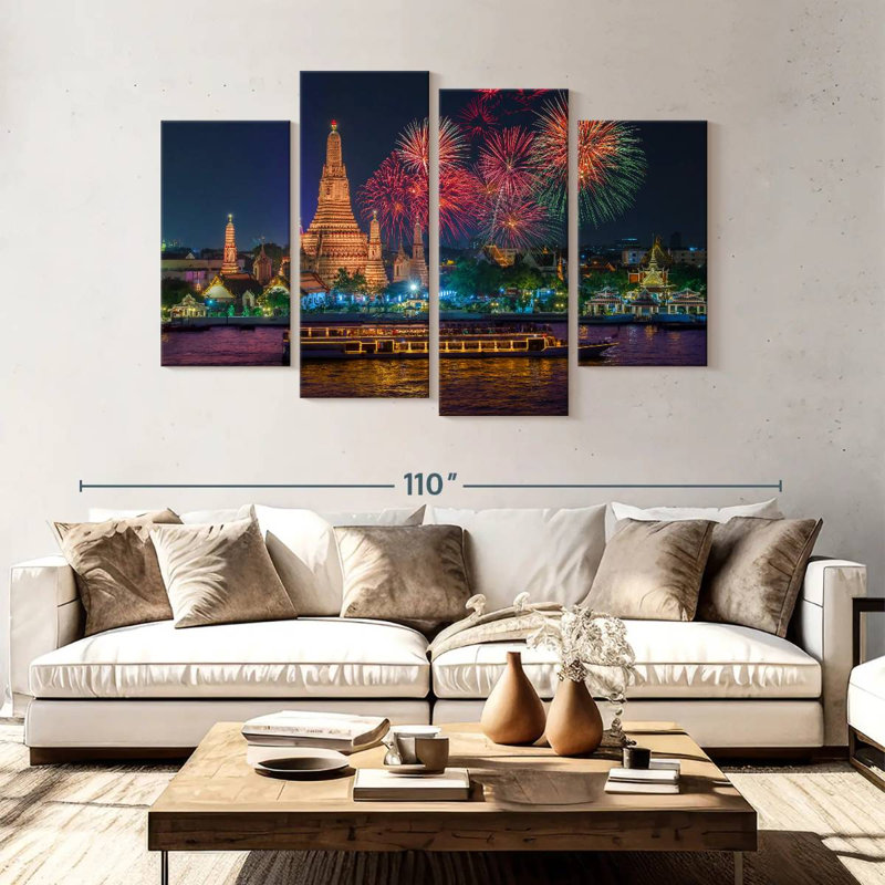 Nicci Bangkok New Year Fireworks, 54" H x 84" W