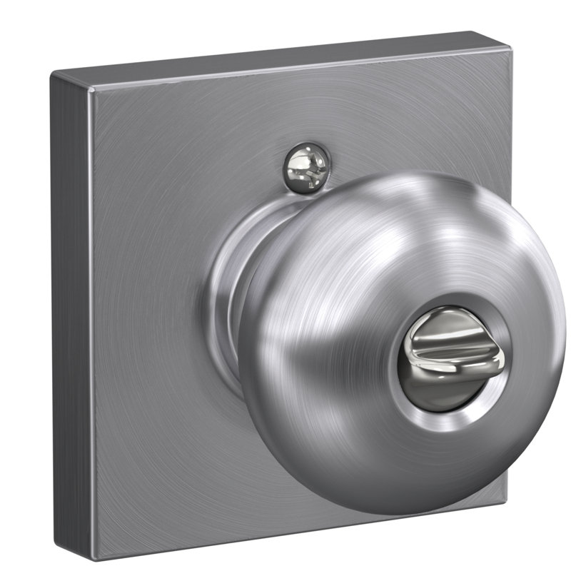 Plymouth Keyed Entry Knob with Collins Trim, Satin Chrome