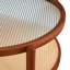 Table basse moderne, structure en bois massif avec accents en verre artisanal et table double couche Pe, construction solide