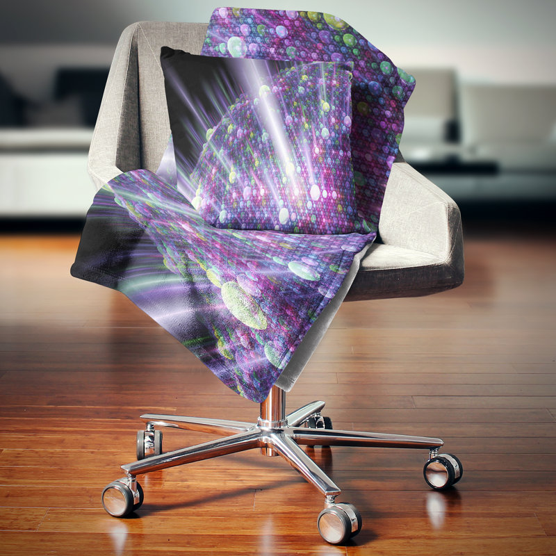  Abstract Bright Solar Bubbles Planet Pillow, 16" x 16", Purple