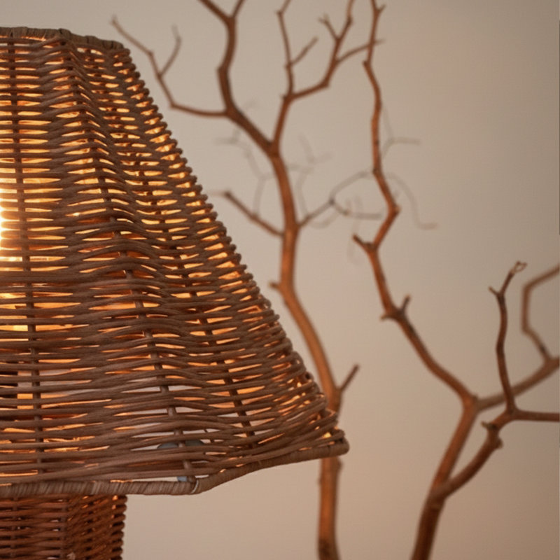 Lampe de table en rotin 13 po à DEL Leon