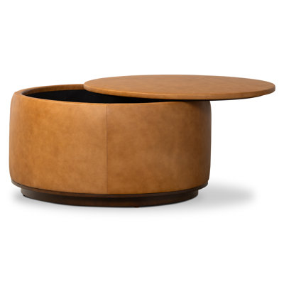 Herve Genuine Italian Leather Storage Ottoman