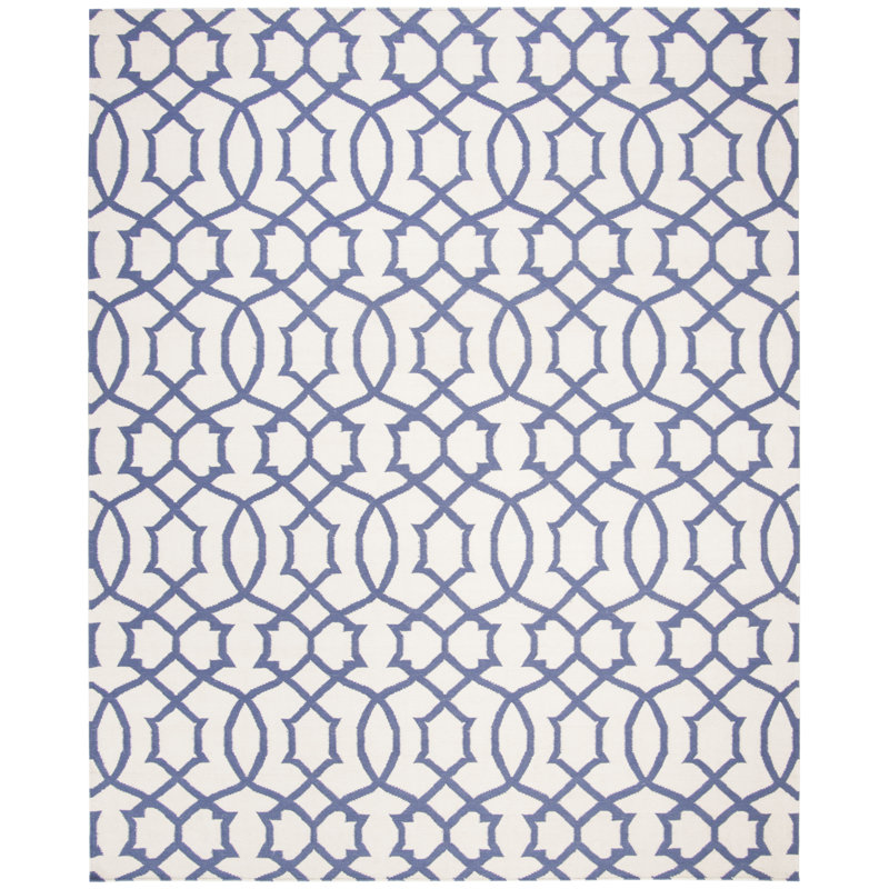 Amelah Hand Woven Flat Weave Wool Geometric Rug, Rectangle 8' x 10'