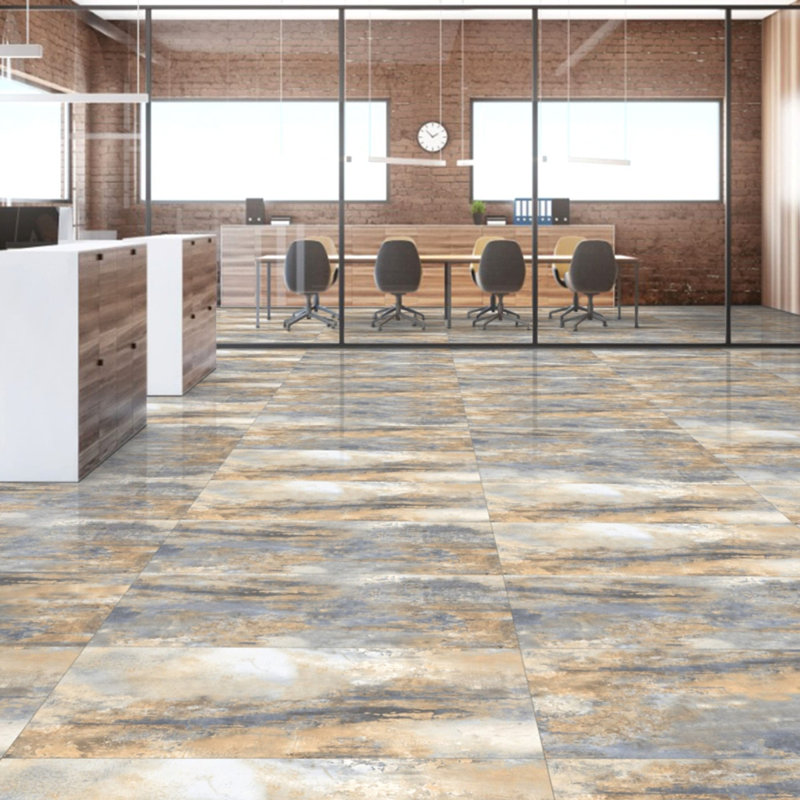 Carreau de porcelaine 12 po x 24 po, Diamant bleu poli