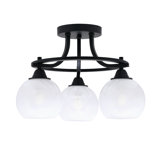Luminaire semi-encastré 3 lumières Paramount au fini noir mat avec verre de marbre blanc de 5,75 po