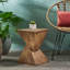 Table d'appoint polyvalente pour différentes pièces - fabriquée, de couleur naturelle, avec table minimaliste vieillie, profil épuré, finition neutre, petits espaces idéaux, 12,39 po x 12,39 po