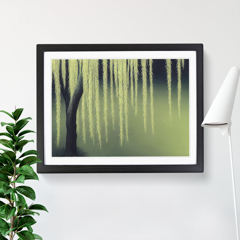 Bold Weeping Willow Tree - Single Picture Frame Print, Black Framed, 46cm H x 64cm W x 2cm D